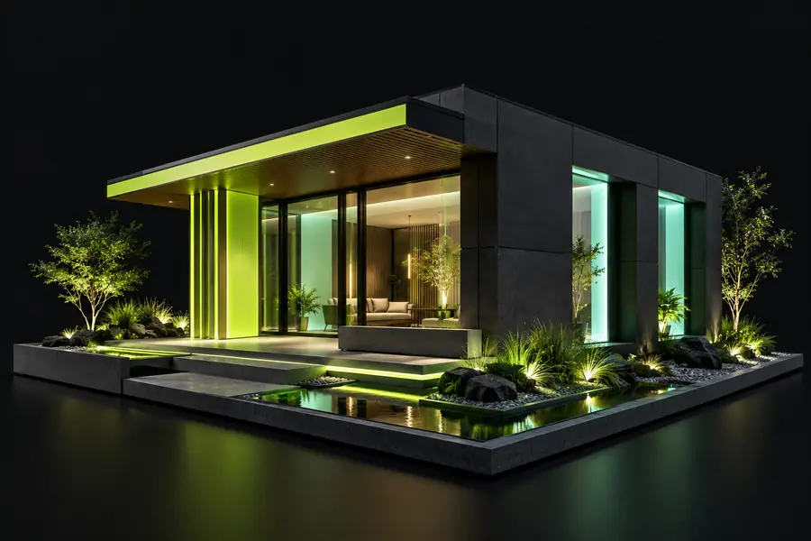 Editorial illustration of an architectural image-to-3D concept